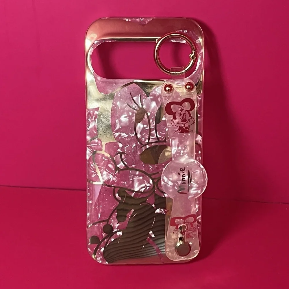Disney Minnie Mouse Glitter Cartoon Case Gold Phone Case‎ W/strap Google Pixel 9